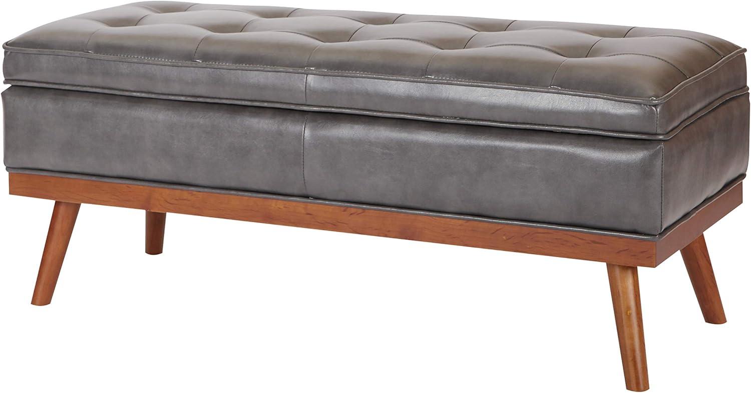 Katheryn Storage Bench Green - OSP Home Furnishings: Mid-Century Modern Ottoman, Plywood Frame, Polyester Upholstery