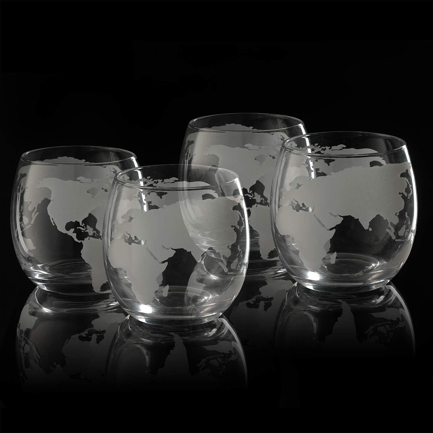 Lead-Free Glass Globe Whiskey Decanter Set with Helicopter Design