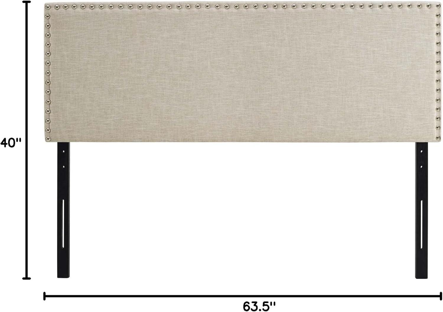 Modway Region Nailhead Queen Upholstered Headboard in Ivory