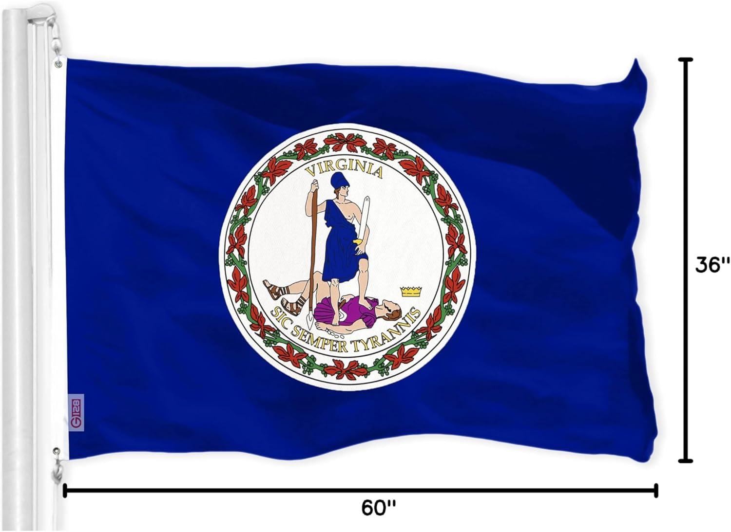 Virginia State Flag 3x5 Ft Blue Polyester with Brass Grommets