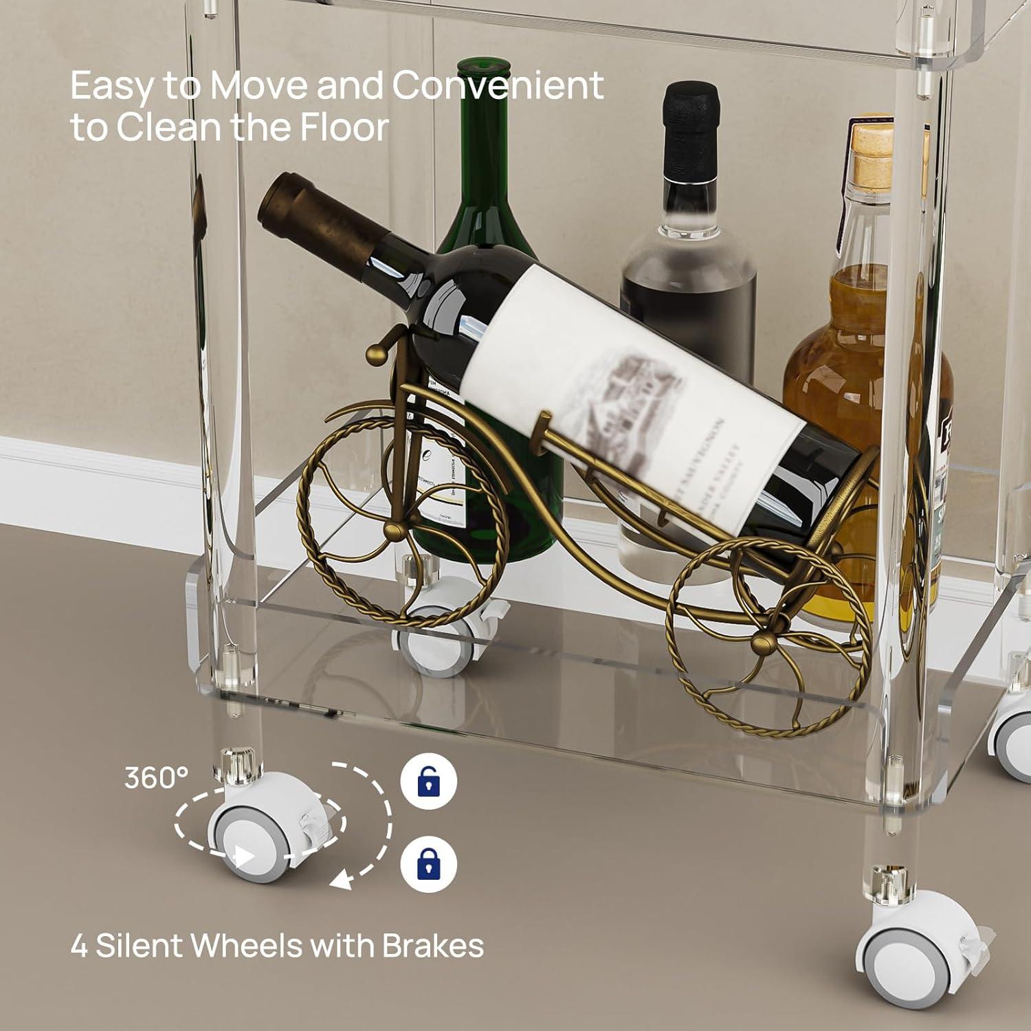 Everly Quinn 3-Tier Mini Rolling Serving Cart w/ 4 Lockable Wheels