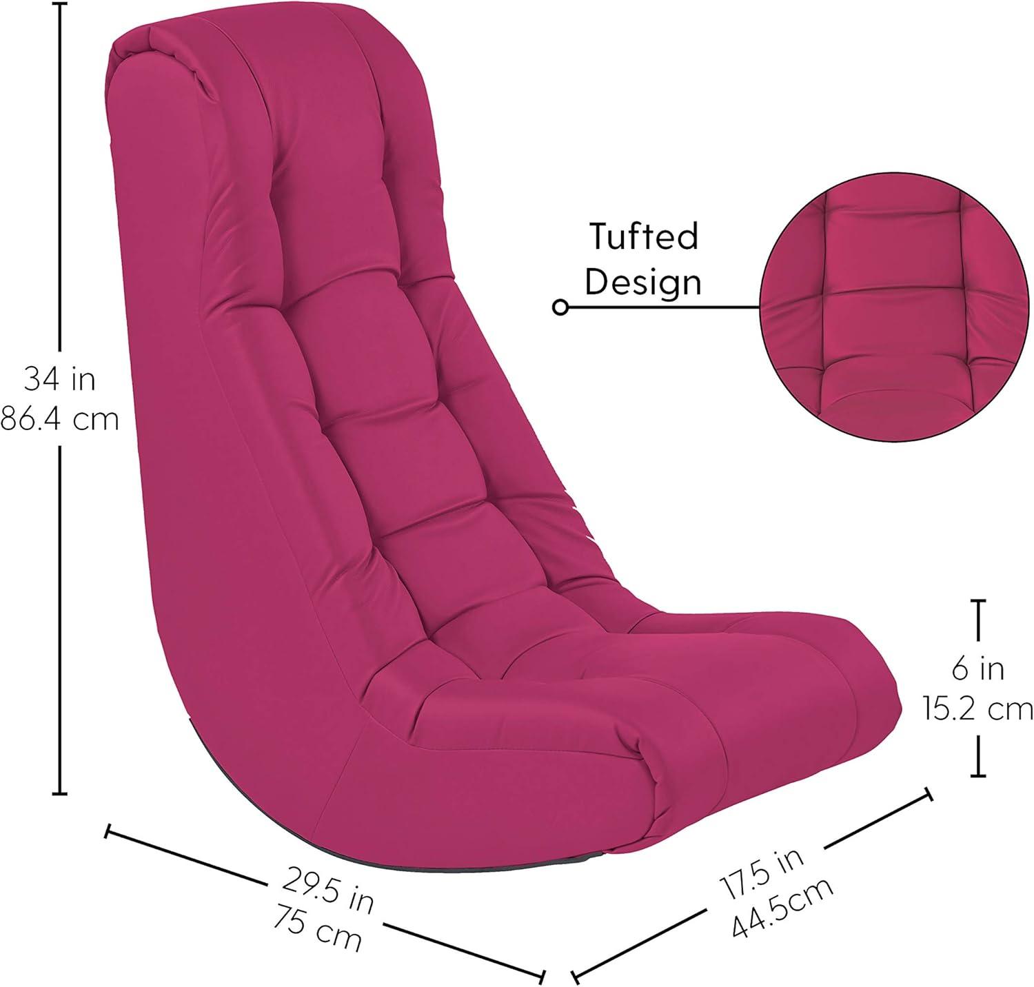 Raspberry Tufted Foam Rocker Recliner for Kids, Teens, and Adults