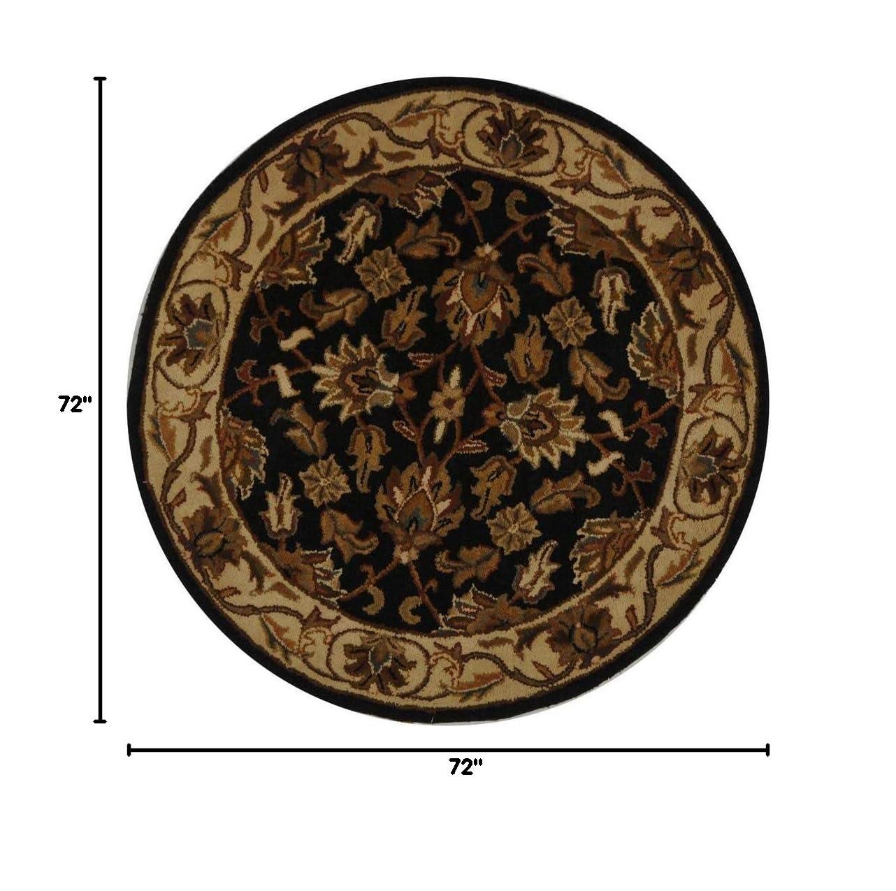 Heritage HG628 Hand Tufted Area Rug - Black/Beige - 6' Round - Safavieh.