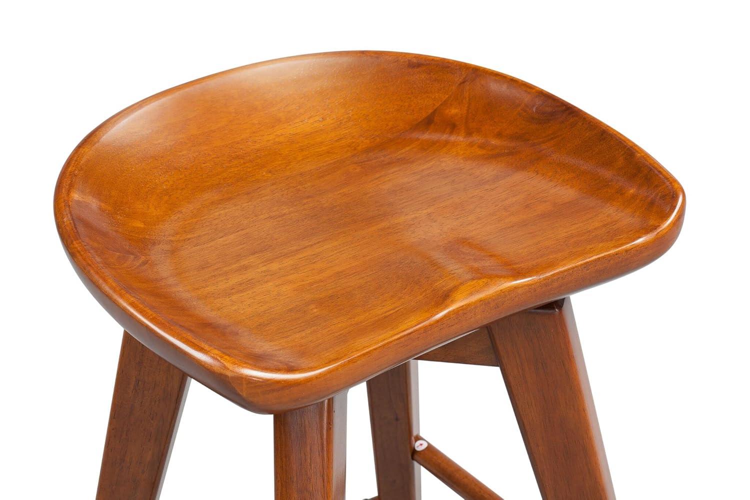 Boraam Bali 24" Backless Swivel Wood Counter Stool, Walnut Finish