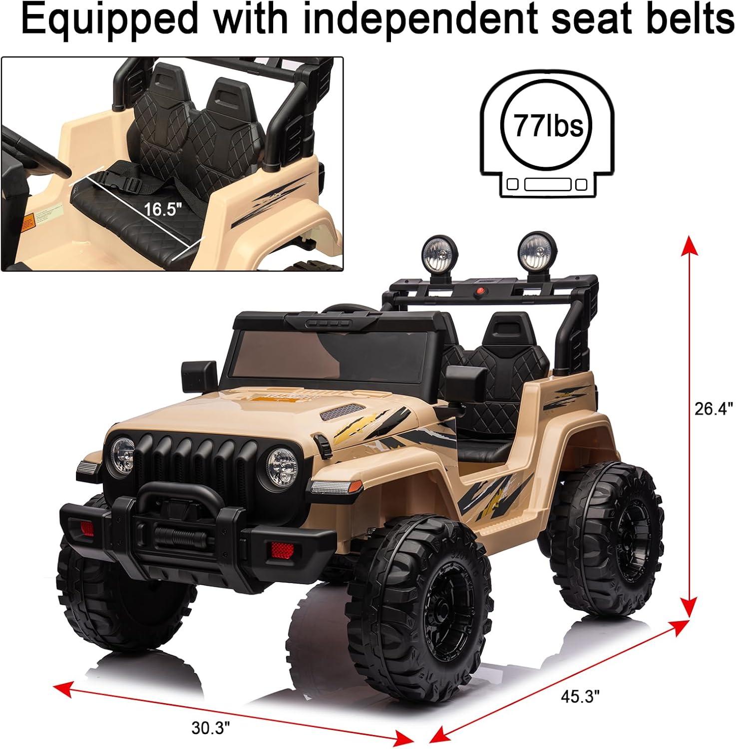 DEARAUTO DearAuto 24v Kids Ride On Car With Eva Tires, 4x75w Motors, Four Wheel Suspension, 3 Adjustable Speed, Mp3, Bluetooth,powered Ride On Truck For Kids