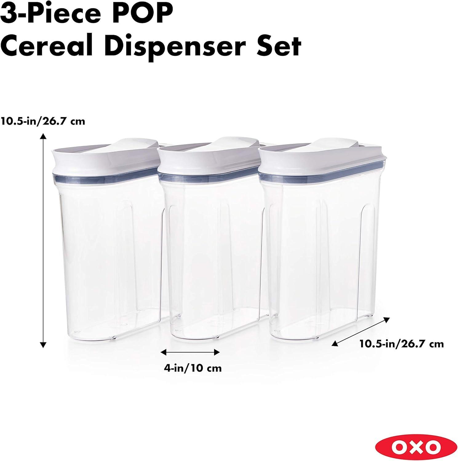 Clear and White Plastic Airtight Cylinder Food Storage Containers Set of Three