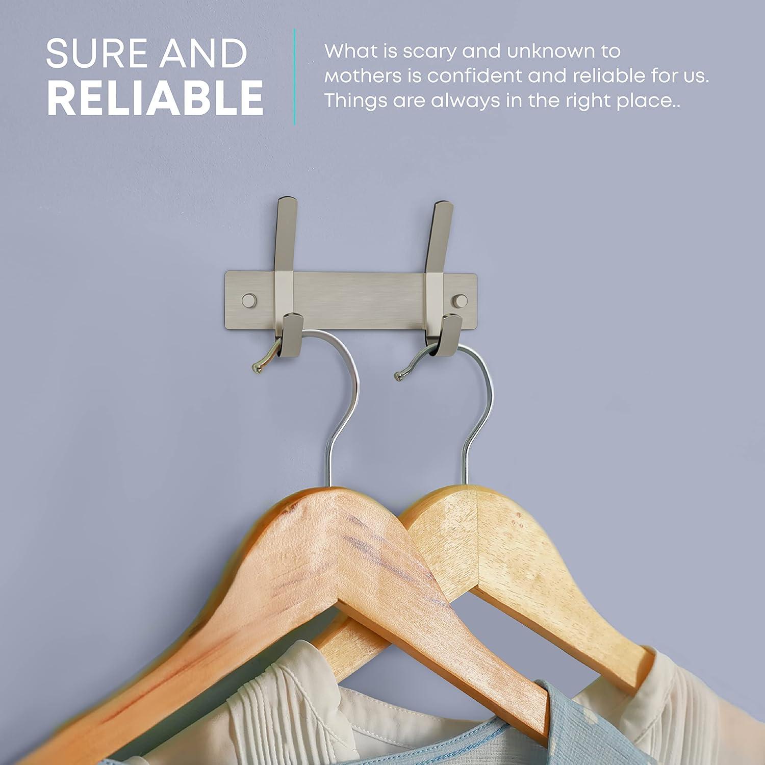 MAXAYA Coat Rack Wall Mount With 6 Double Hooks For Hang...