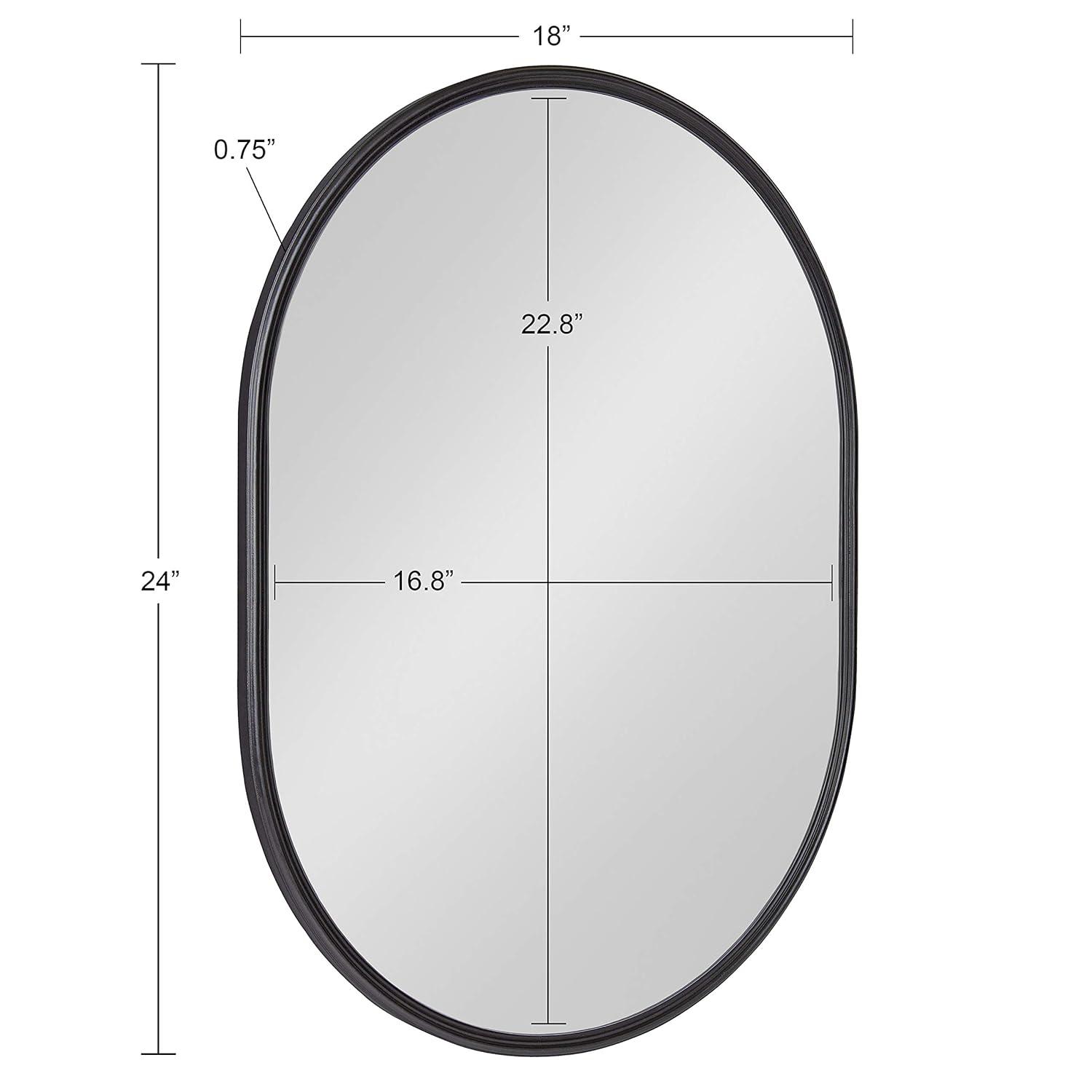 Kate and Laurel Caskill Modern Oval Mirror, 18" x 24", Black, Capsule-Shaped Accent Mirror for Entryway, Living Room, or Bathroom