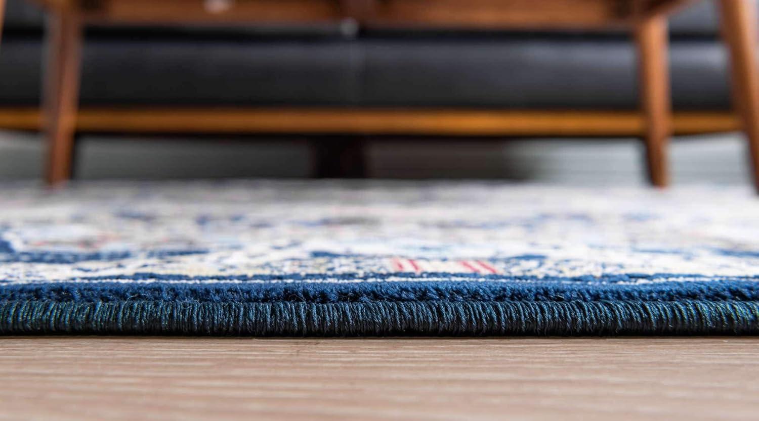 Elegant Navy Blue Handmade 3x5 Synthetic Area Rug