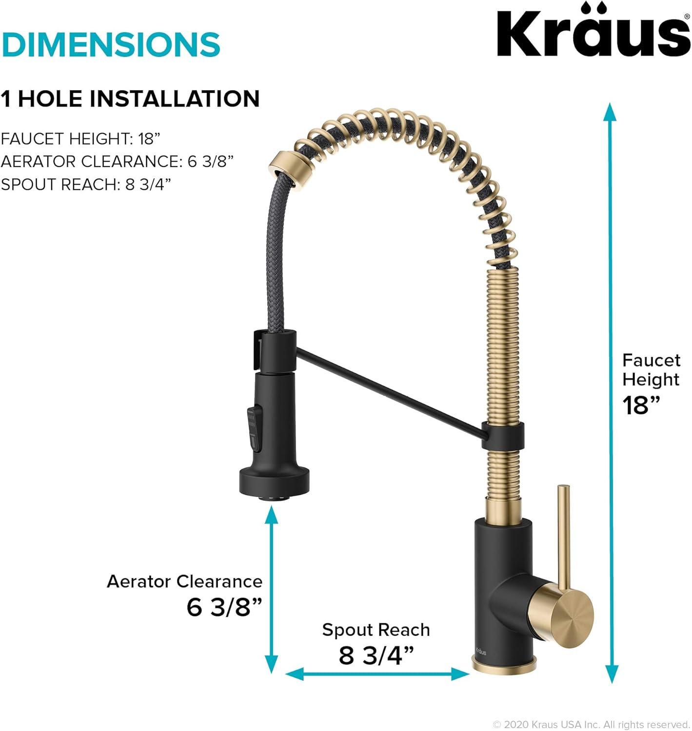 KRAUS Bolden Commercial Style 2-Function Single Handle Pull Down Kitchen Faucet