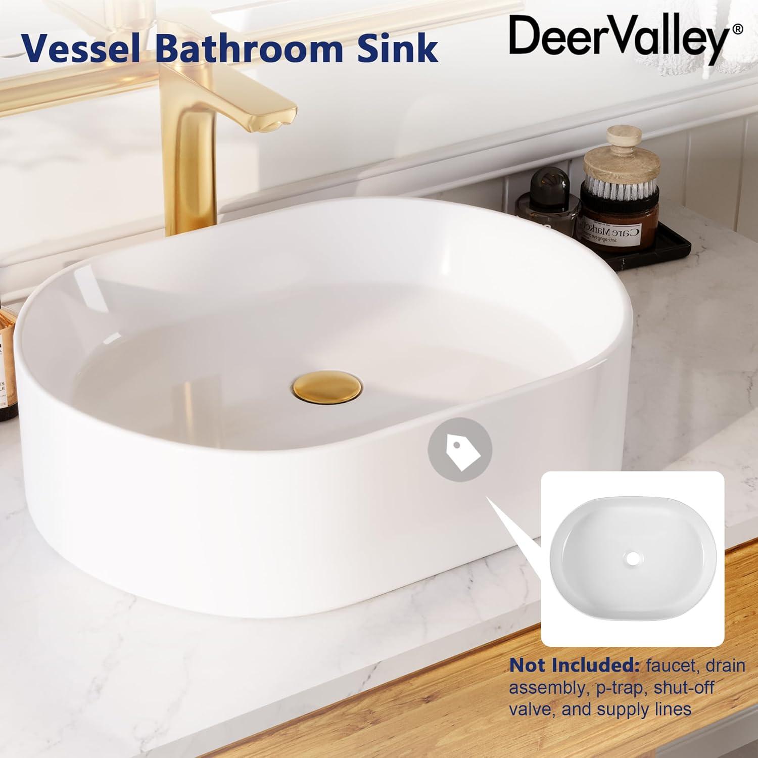 DeerValley Ally 19" x 15" Vitreous China Rectangular Bathroom Sink Vessel Sink