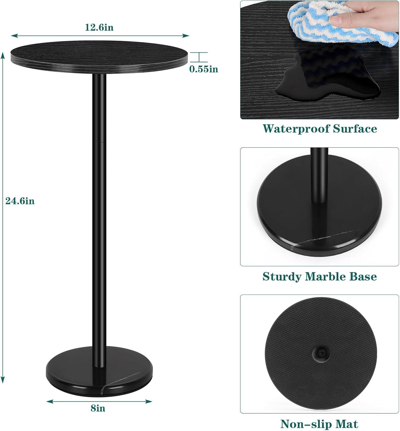 Small Round Side Table, End Tables Living Room Set of 2, Black Night Stands for Bedrooms, Small Side Table for Small Spaces，2 Tiers Modern Side Table with Storage Shelf, Easy to Assemble