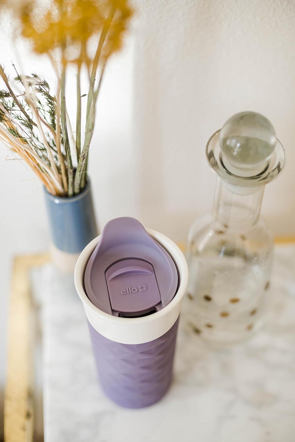 Purple Ceramic Travel Tumbler with Silicone Sleeve