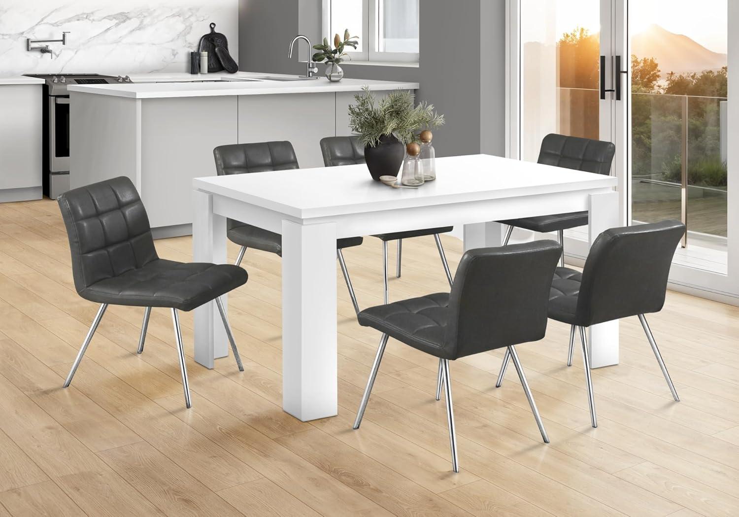 Monarch Specialties Dining Table 60" Rectangular Kitchen Dining Room White Laminate Contemporary Modern
