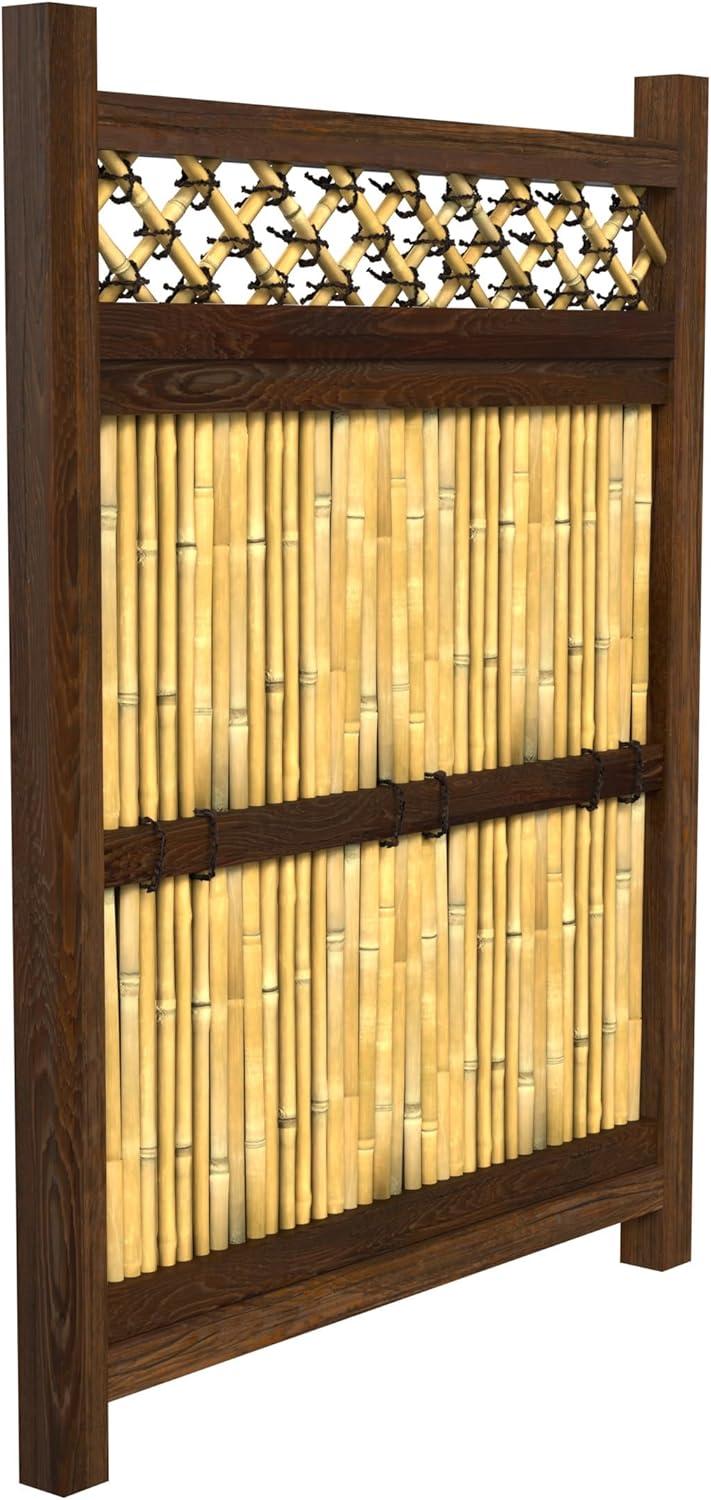 Light Bamboo and Wood Japanese Zen Garden Fence Panel