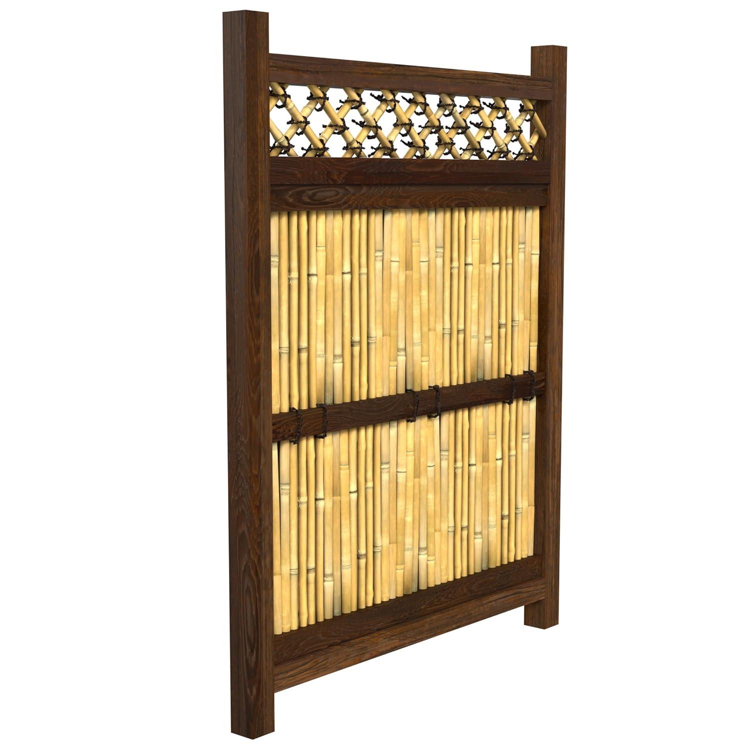 Light Bamboo and Wood Japanese Zen Garden Fence Panel
