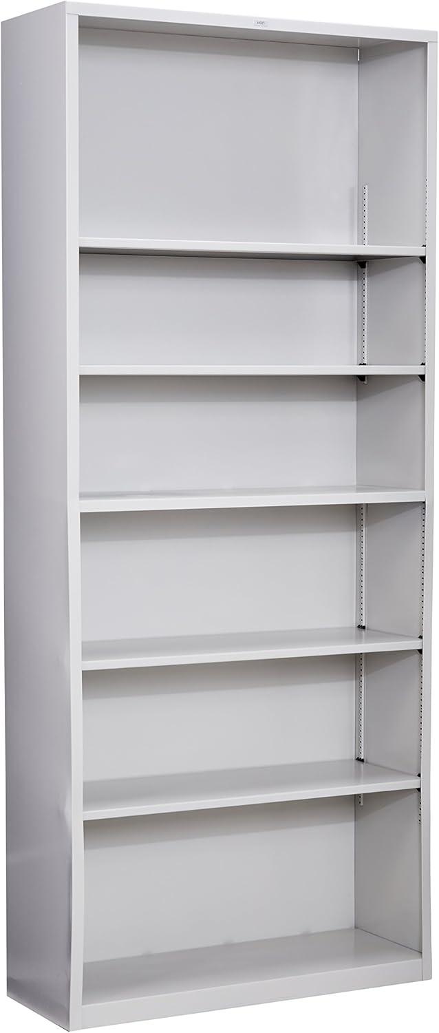 Adjustable Light Gray Steel 6-Shelf Bookcase