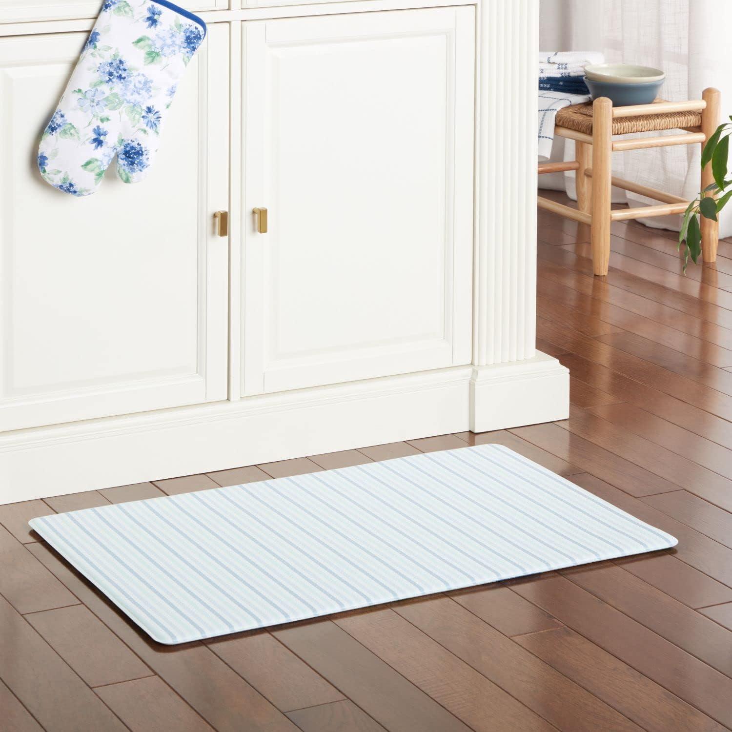 Martha Stewart Amber Floral Daisy Stripe Reversible Water-Resistant Kitchen Mat