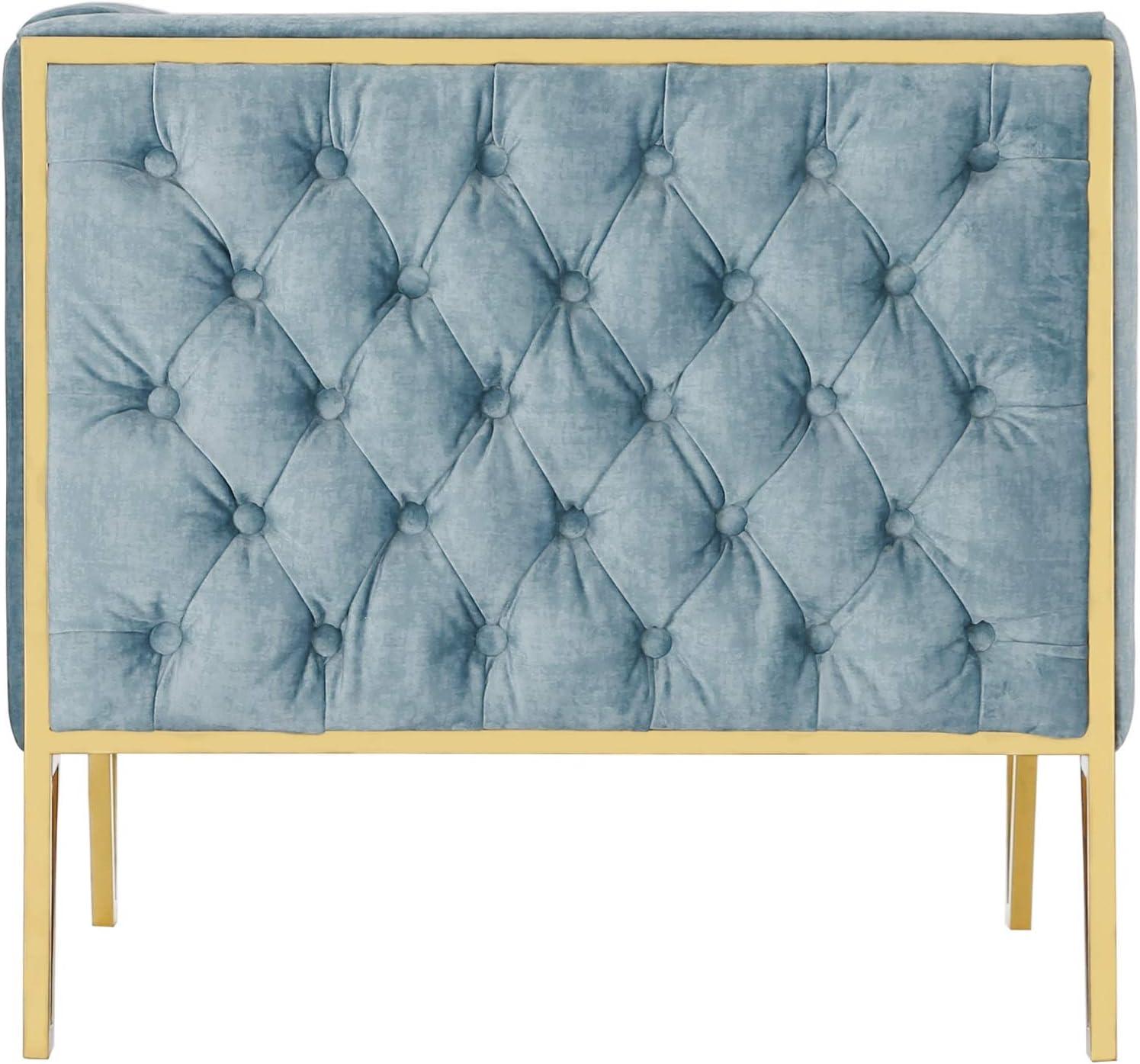 Vector Velvet 3 Seater Sofa Ocean Blue - Manhattan Comfort