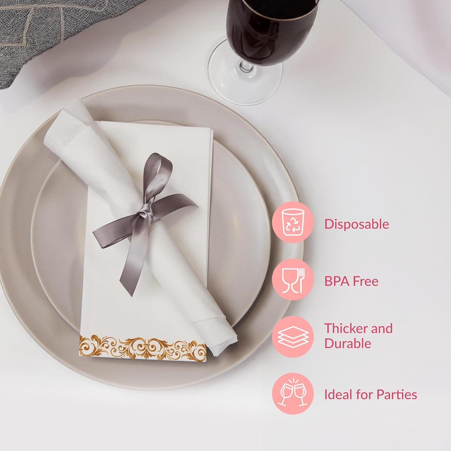 Prestee Feel Disposable Napkins-50 Linen, White