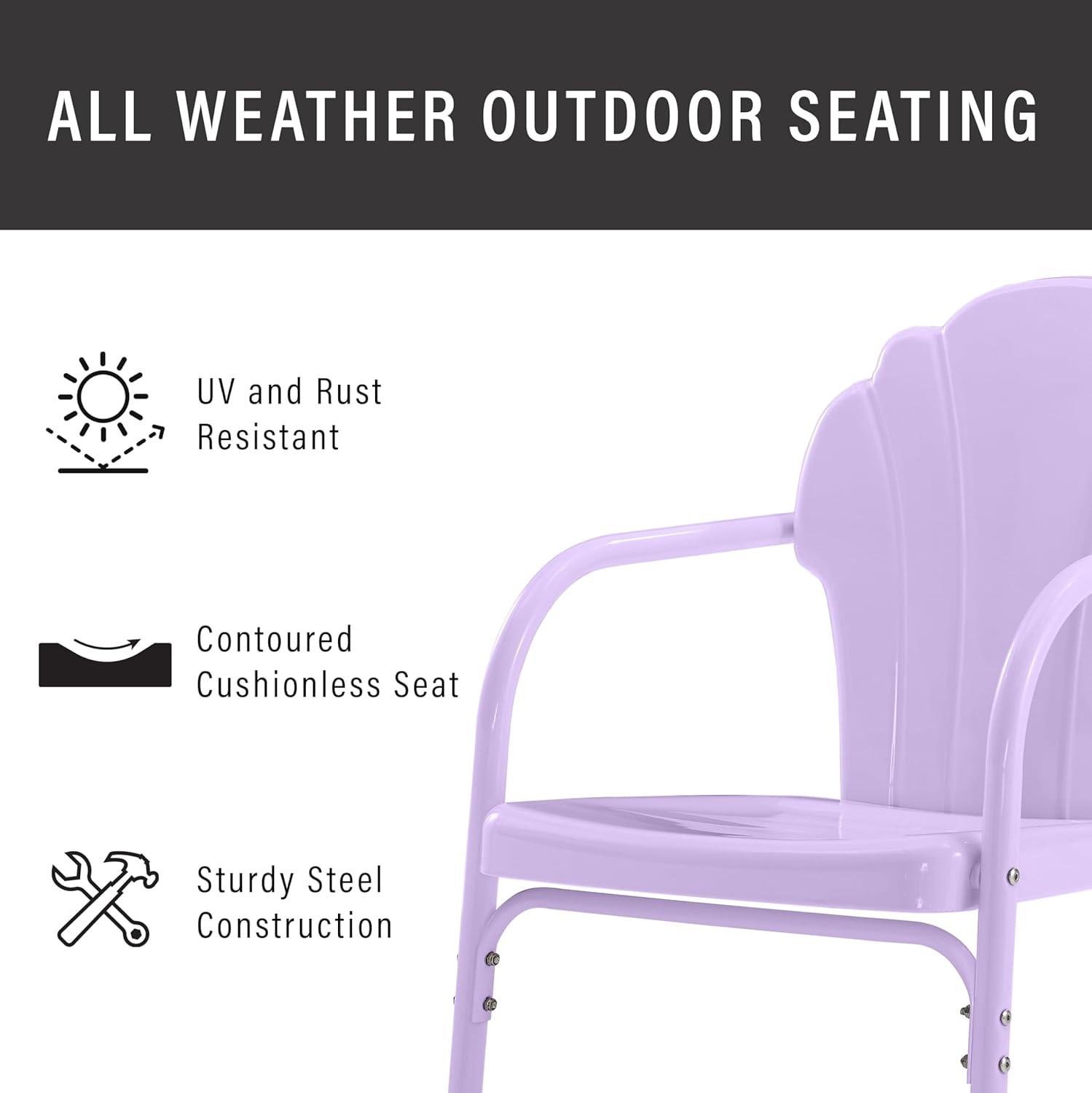 Crosley Tulip 3 Piece Retro Outdoor Bistro Set in Lavender