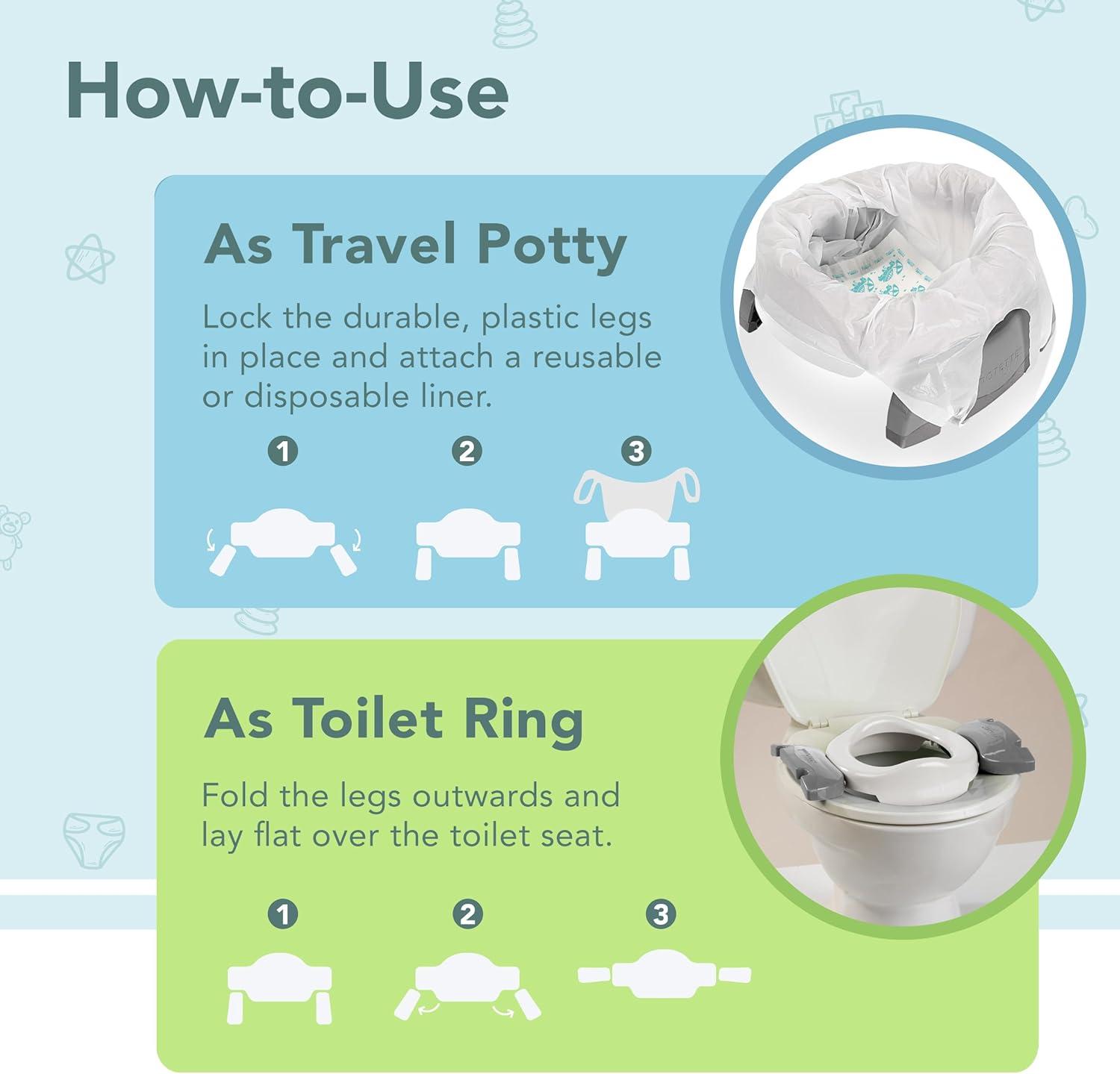 Kalencom Potette Plus 2-in-1 Portable Potty Trainer Seat - Gray