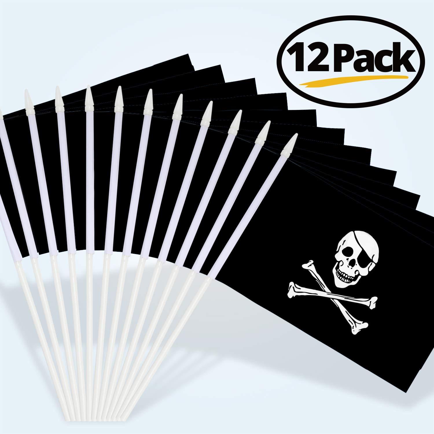 ANLEY Pirate Stick 2-Sided Polyester 5" x 8" House Flag (Set of 12)