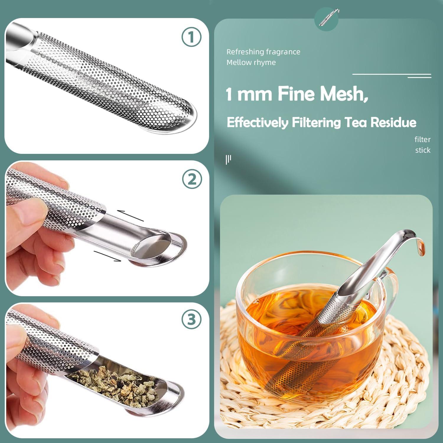 Tea Infuser Set for Loose Leaf Tea - Stainless Steel Filter for Perfect Brewing | 2 Pcs with Cleaning Brush and Tea Leaf Clip | Portable and Convenient | Ideal for Herbal Tea and Spices