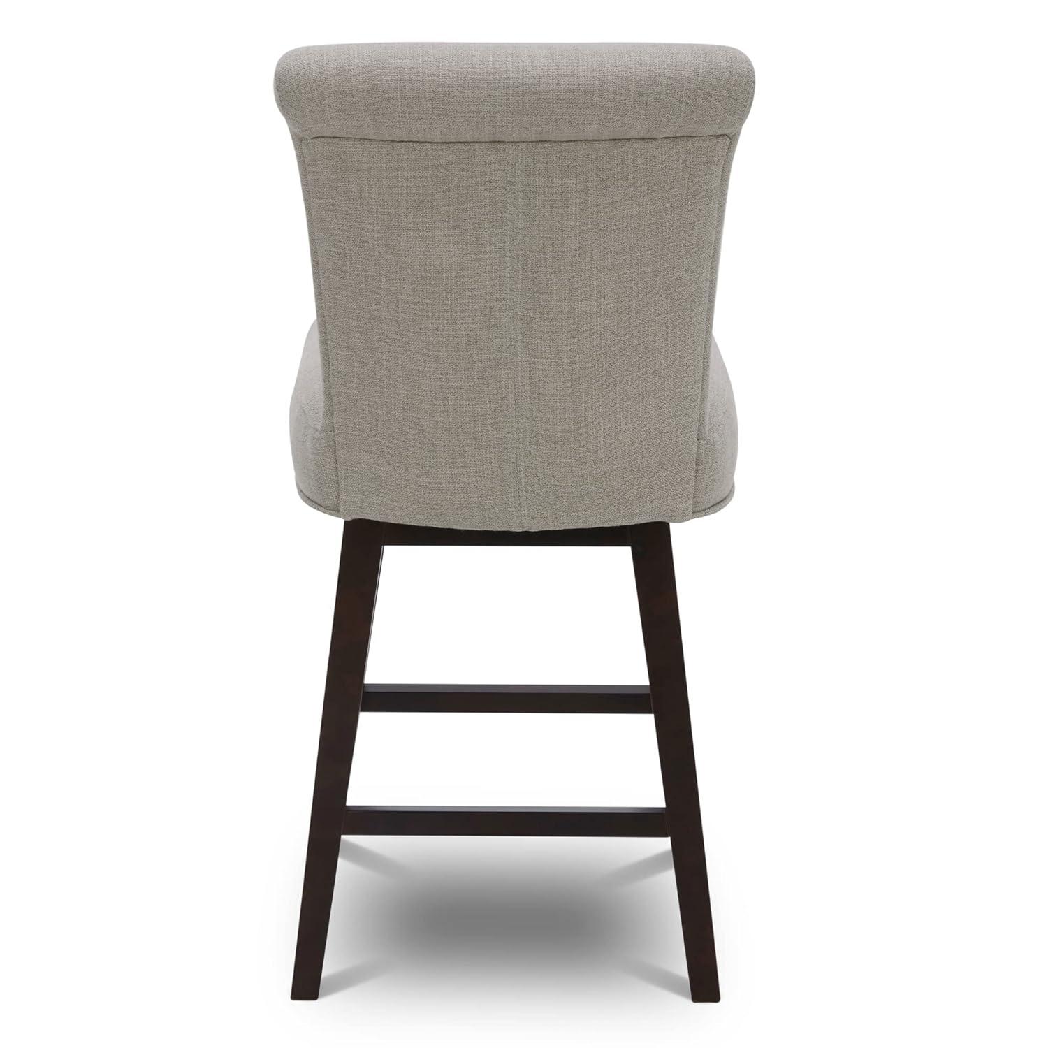 CHITA 26 in Upholstered Swivel Counter Bar Stools with Back&Wood Legs Set of 2, Fabric in Tan