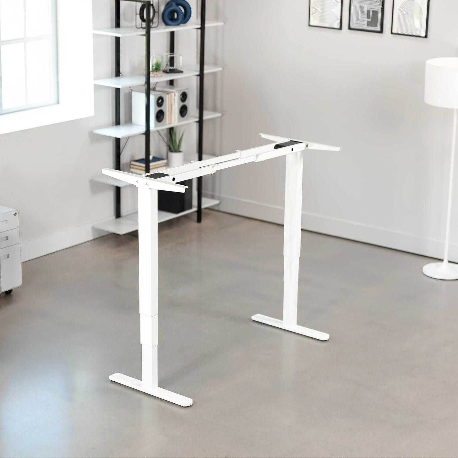 White Electric Dual Motor Desk Frame