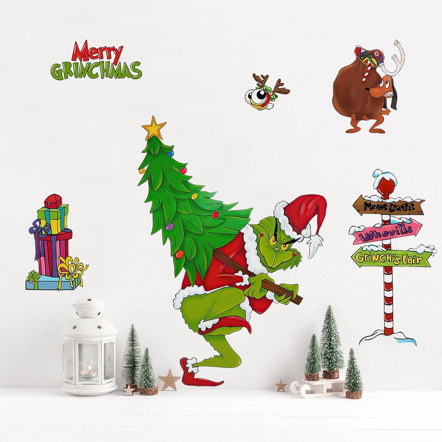 Christmas Grinch and Max Waterproof Wall Decals for Kids