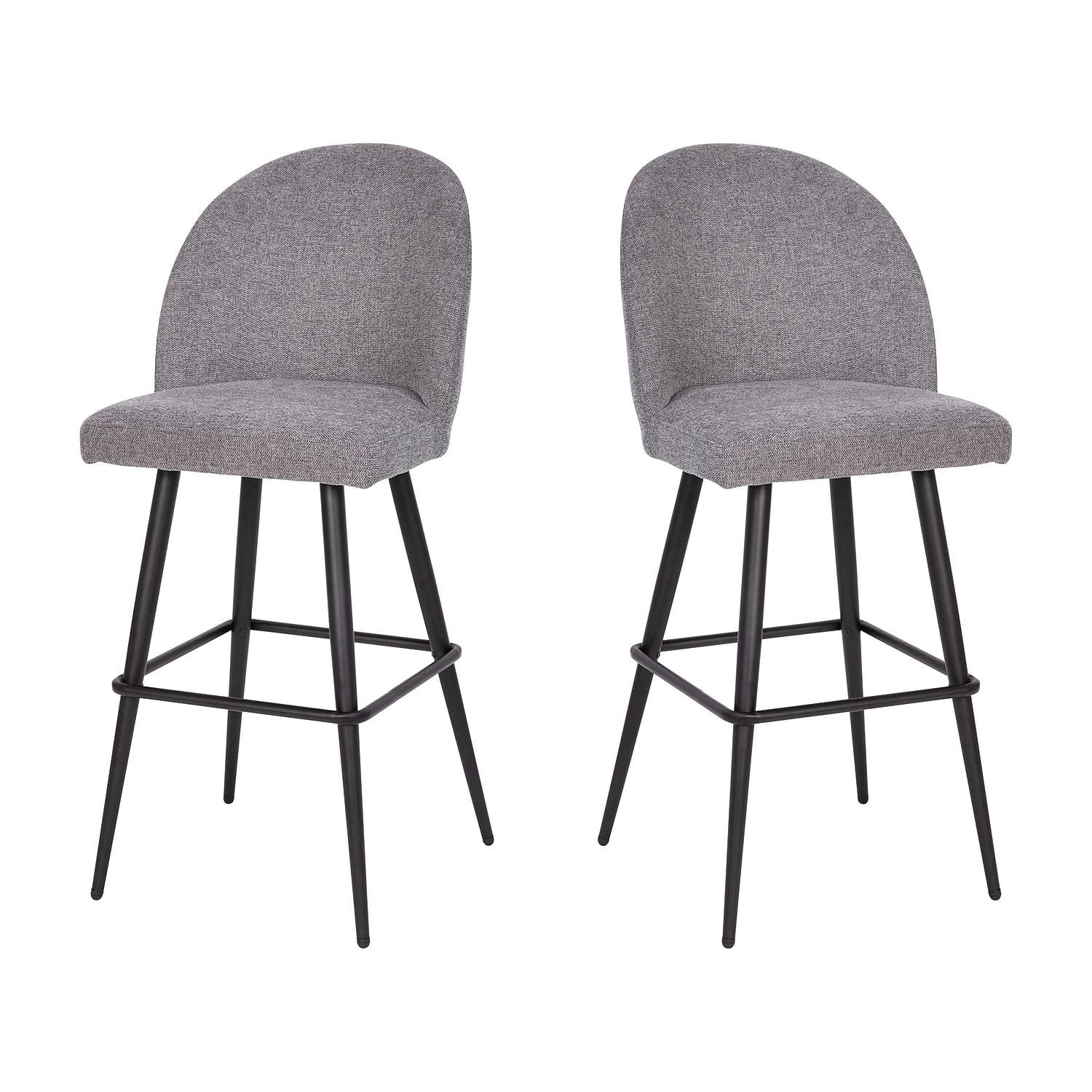 Flash Furniture Lyla Commercial Grade Modern Armless Barstools with Contoured Backrest, Steel Frame and Integrated Footrest - Set of 2