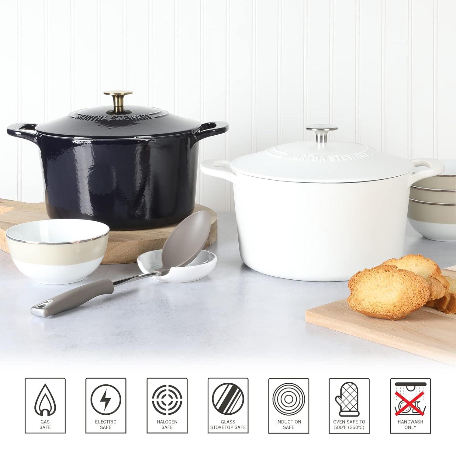 Martha Stewart Gatwick 7 qt. Cast Iron Round Dutch Oven with Lid