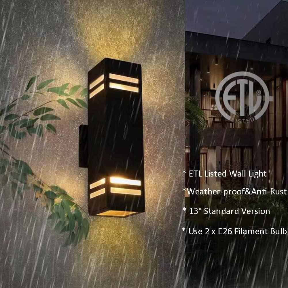 Modern Bronze Outdoor Waterproof Wall Sconce with Glass Shade