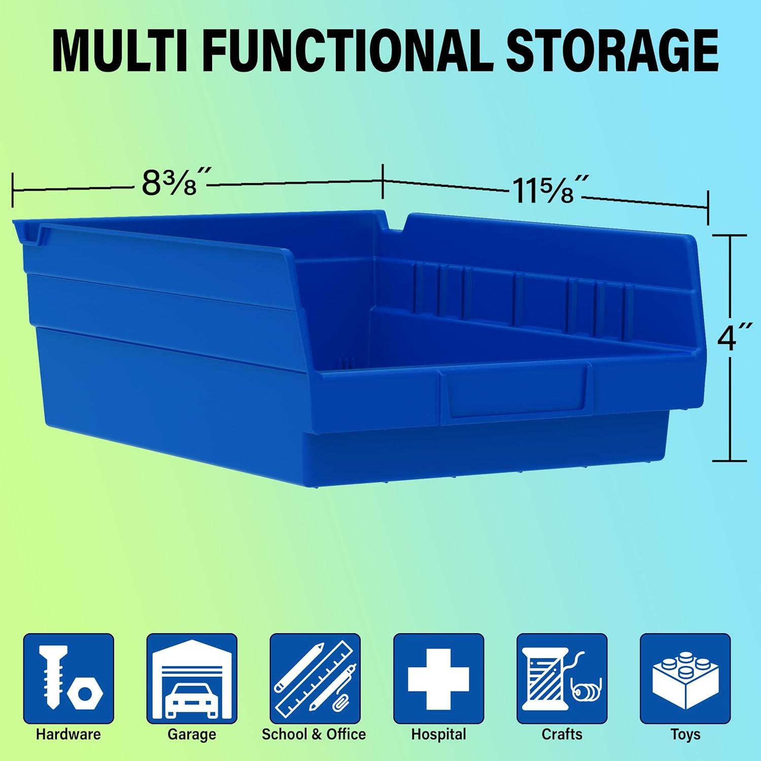 Akro-Mils 30150 Plastic Nesting Shelf Bin Storage Box, 12" Deep, Clear - Set of 12