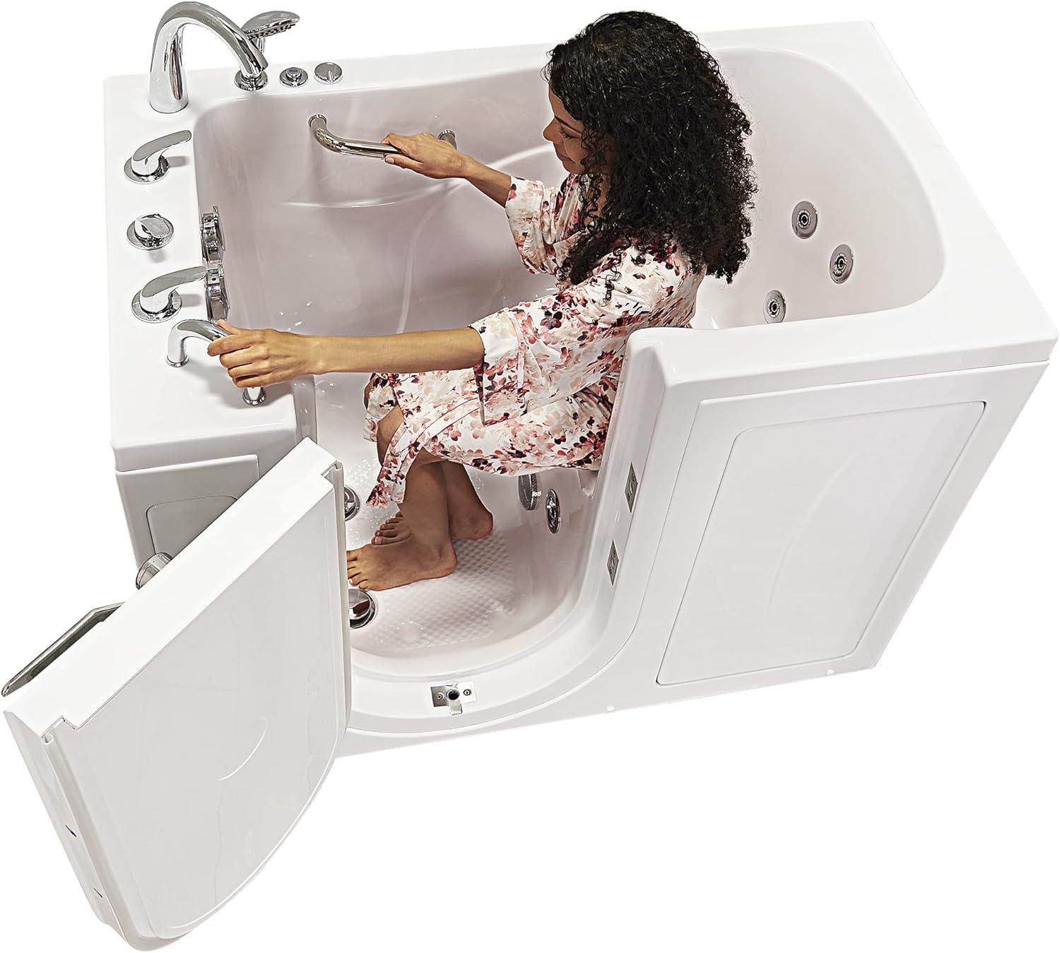 Monaco 32"x52" Acrylic Hydro Massage Walk-In Bathtub, 5 Piece Fast Fill Faucet, 2" Dual Drain