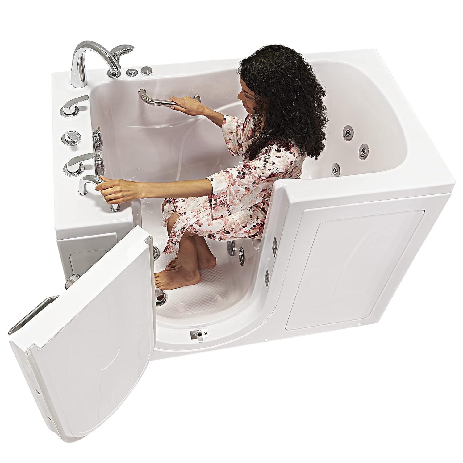 Monaco 32"x52" Acrylic Hydro Massage Walk-In Bathtub, 5 Piece Fast Fill Faucet, 2" Dual Drain