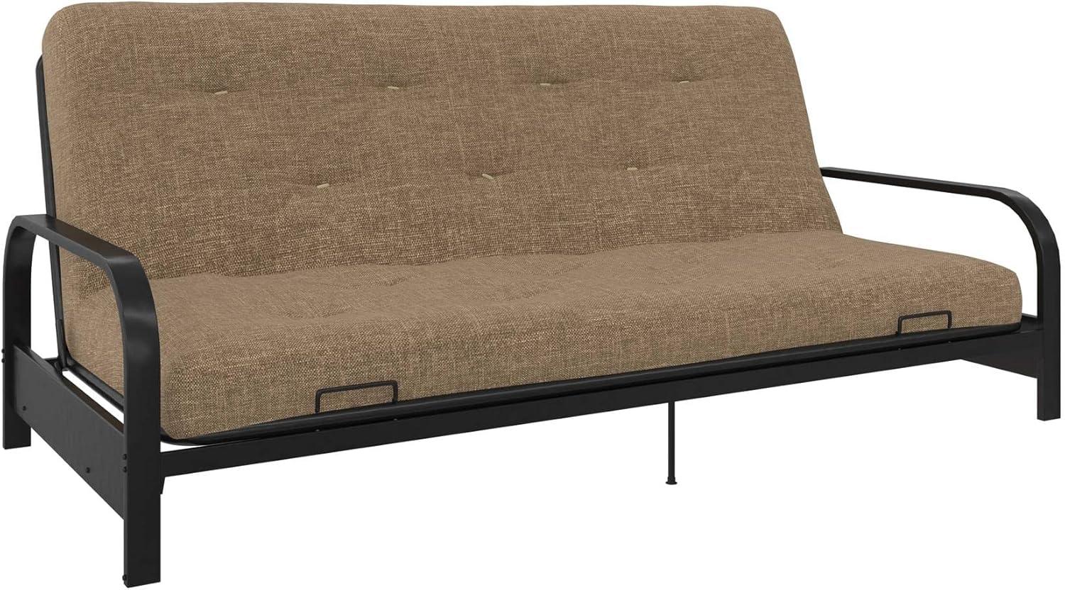 DHP Trule 6-Inch Bonnell Coil Futon Mattress, Polyester Linen, Full, Tan