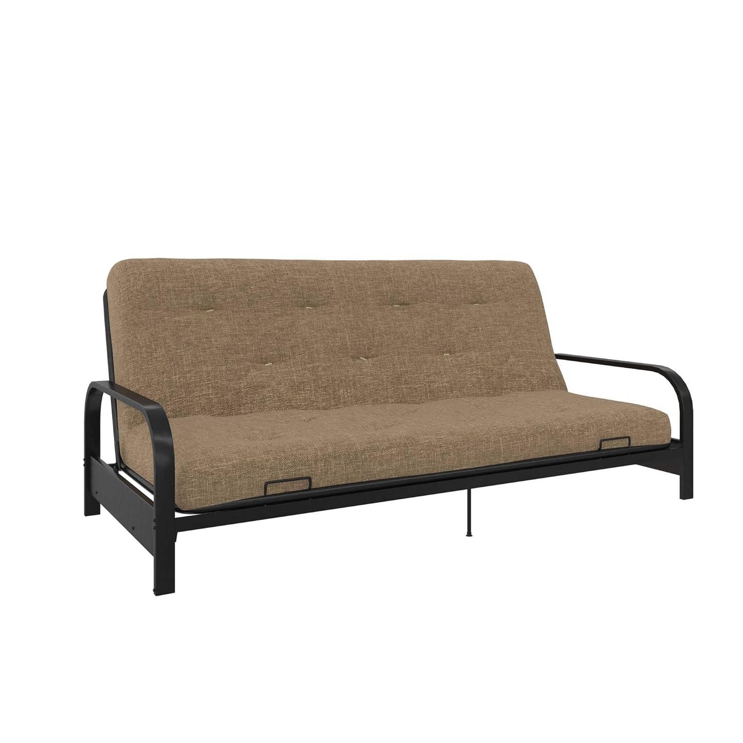 DHP Trule 6-Inch Bonnell Coil Futon Mattress, Polyester Linen, Full, Tan