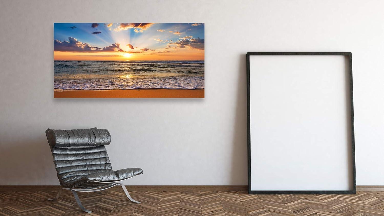 Sunrise Ocean Beach Large Canvas Print Wall Art