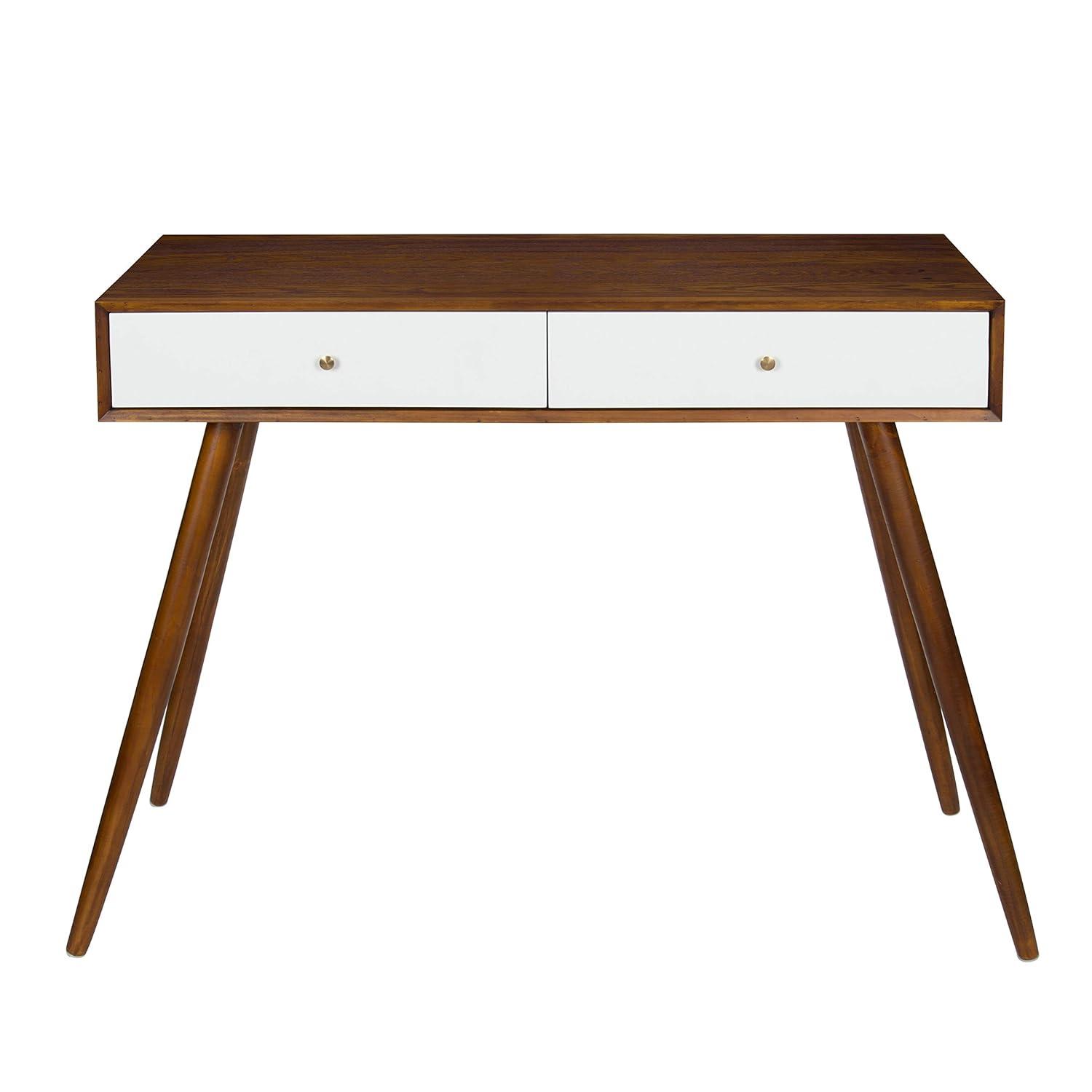 Kate and Laurel Finco Rectangle Wood Console Table, 36x12x30, Walnut Brown and White