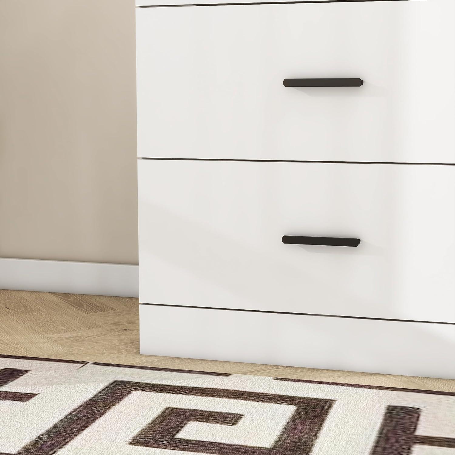 6 Drawer Dresser with Metal Handle, Wood Wide Chest of Drawers Storage Cabinet with 6 Drawers