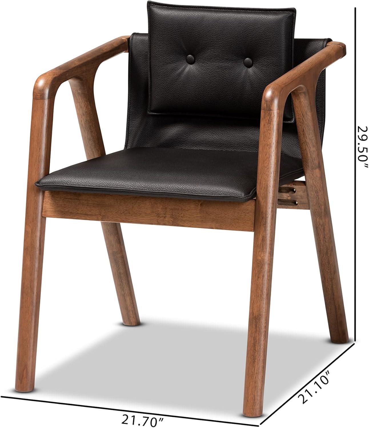 2pc Marcena Imitation Leather Dining Chair Set with Sloping Armrests - Baxton Studio
