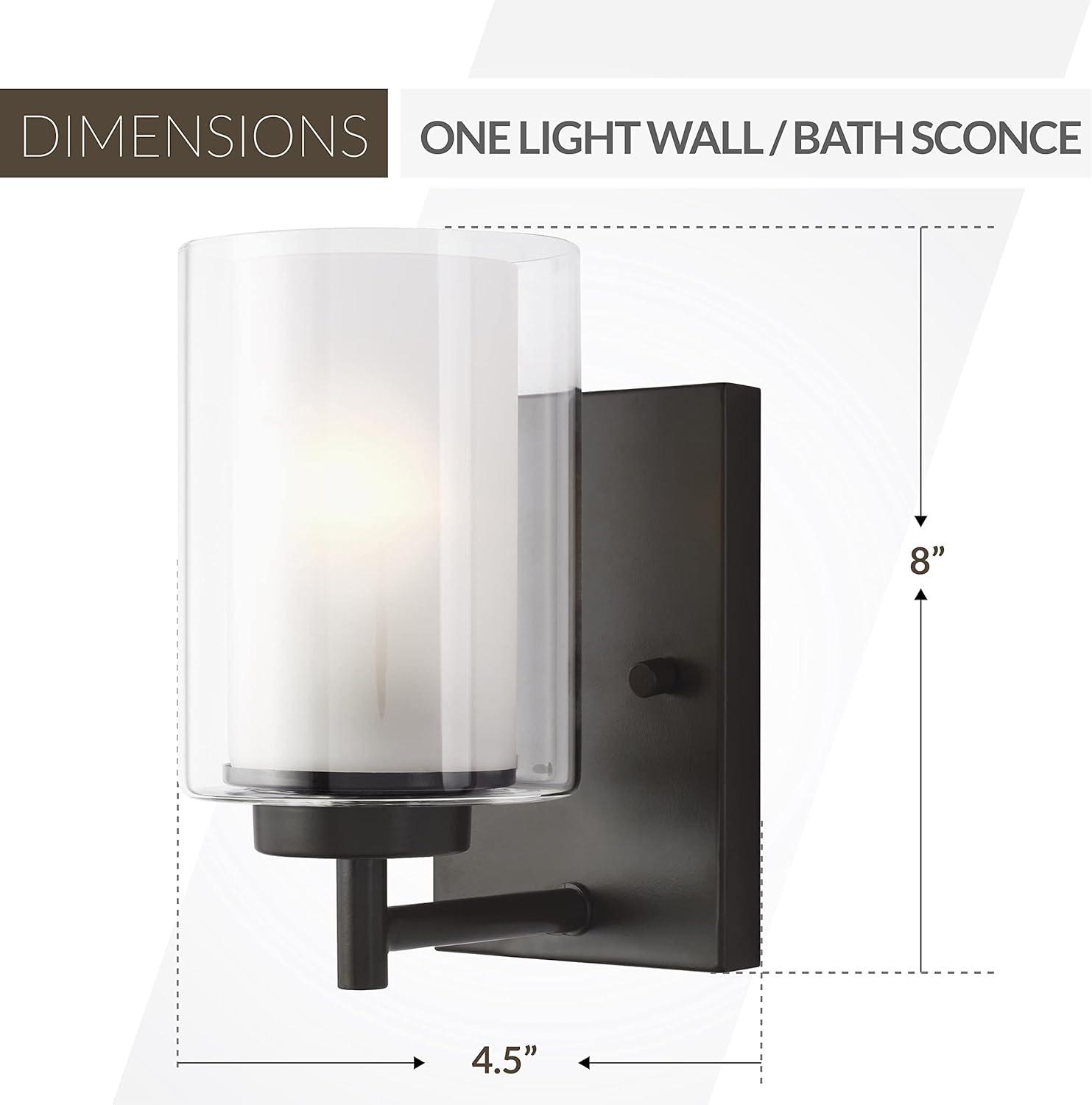 Elmwood Park Bronze Dimmable Vanity Wall Sconce with Clear Glass