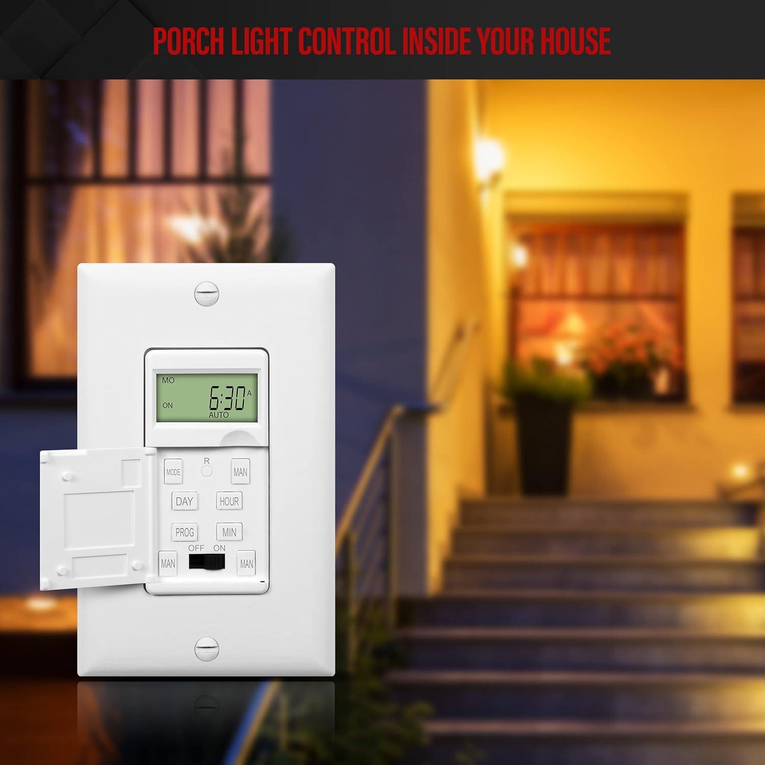 ENERLITES Programmable Digital Timer Switch for Lights, Fans, Motors, 7-Day 18 ON/OFF Timer Settings, Single Pole, Neutral Wire Required, UL Listed, White, 2 Pack