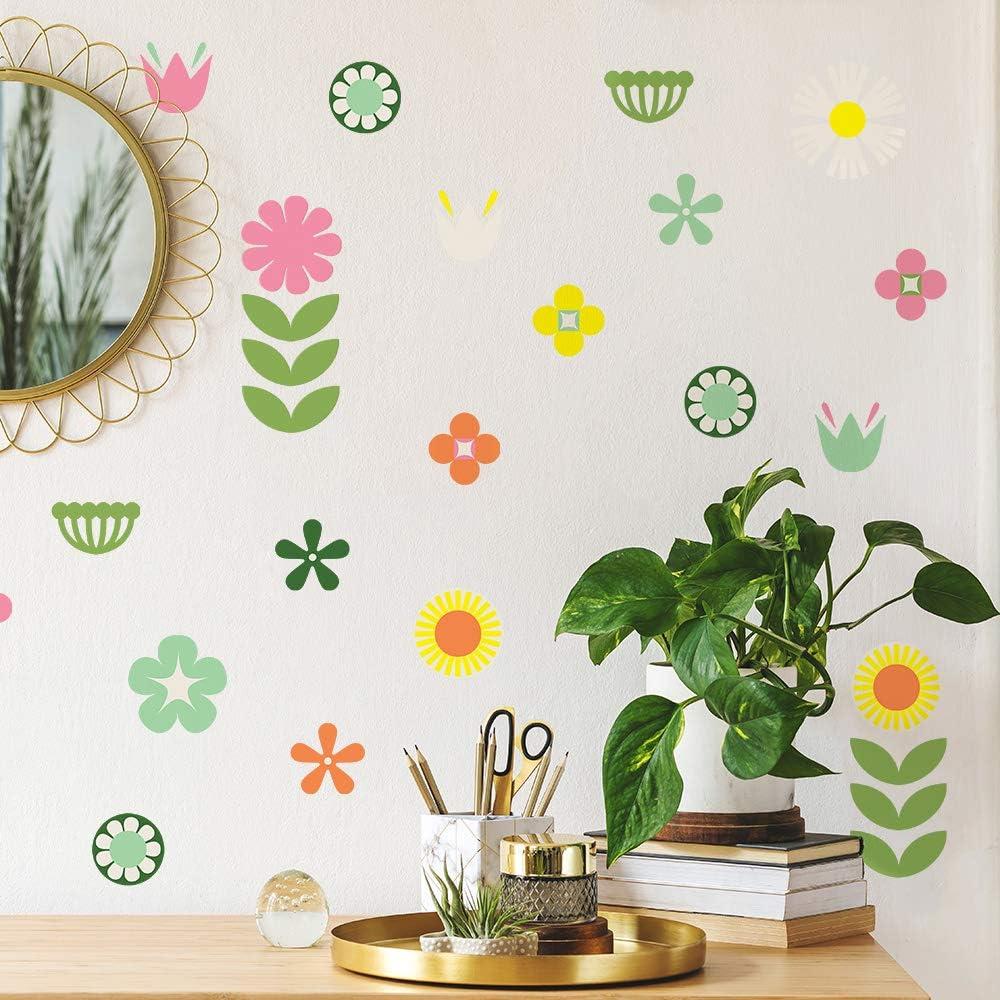 Multicolor Retro Floral Peel and Stick Wall Decal Set