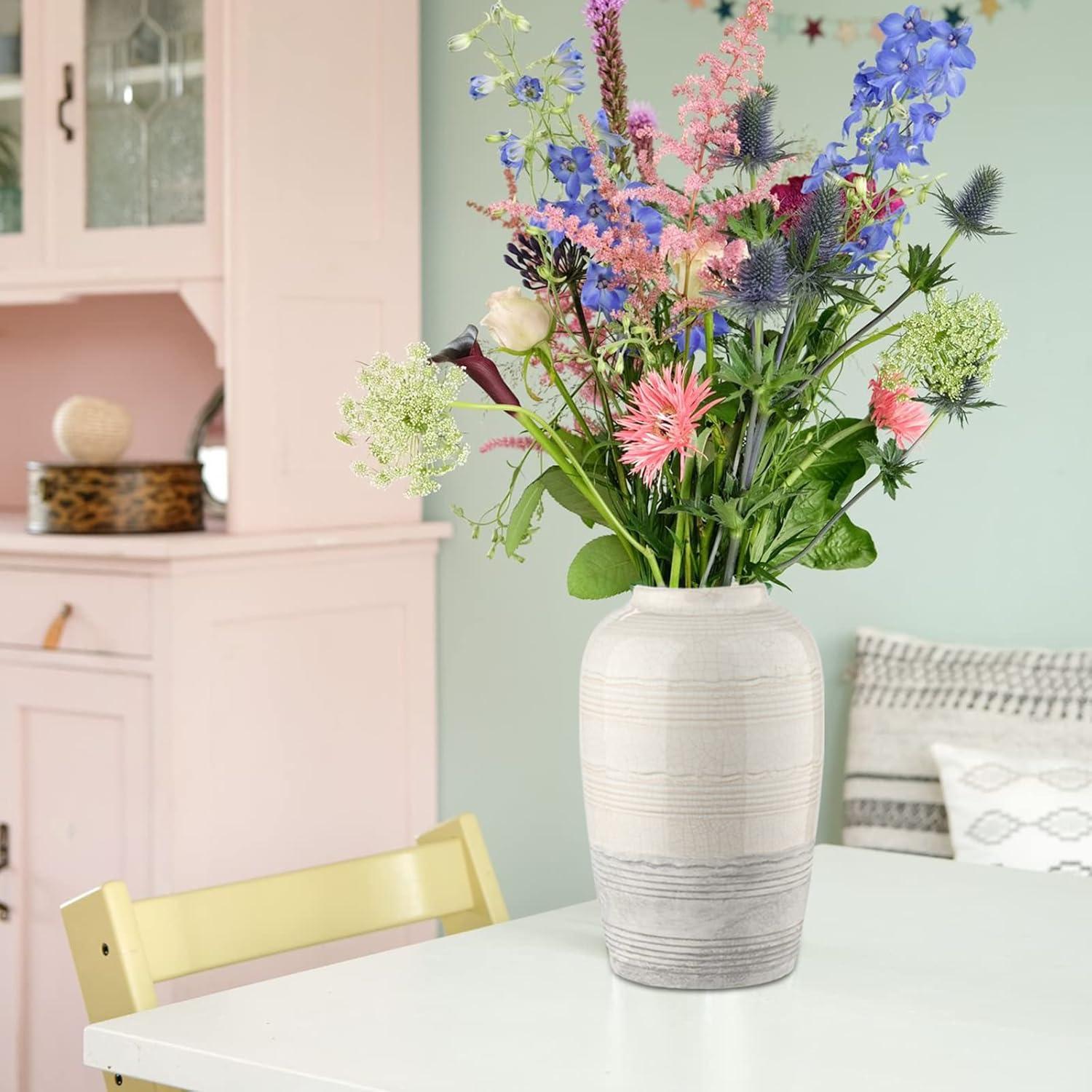 Two-Tone White and Gray Ceramic Jug Vase