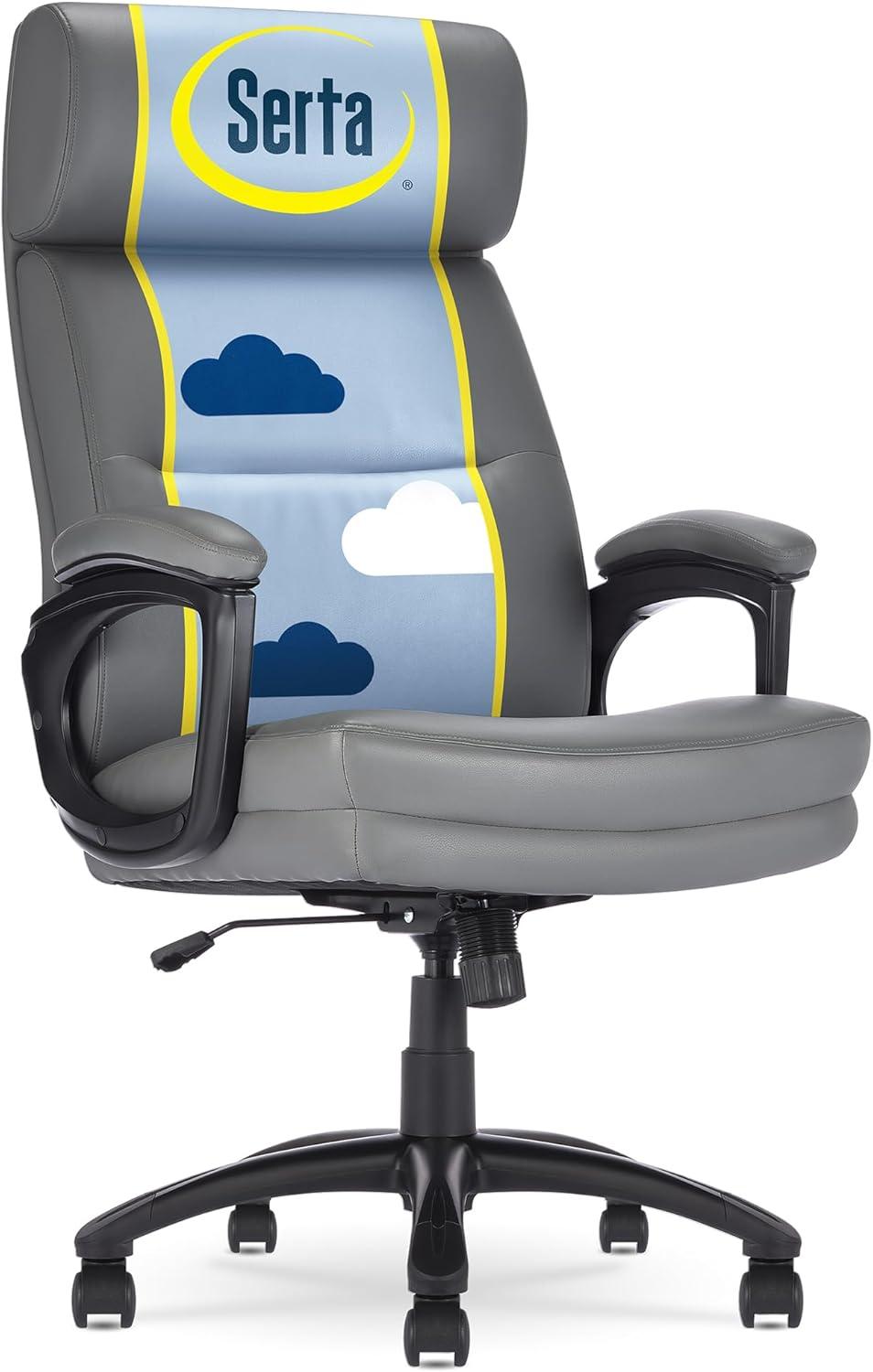 Serta Serta Comfort Executive Big & Tall Office Chair, Ergonomic High-Back, Semi Plush Seat, Padded Arms