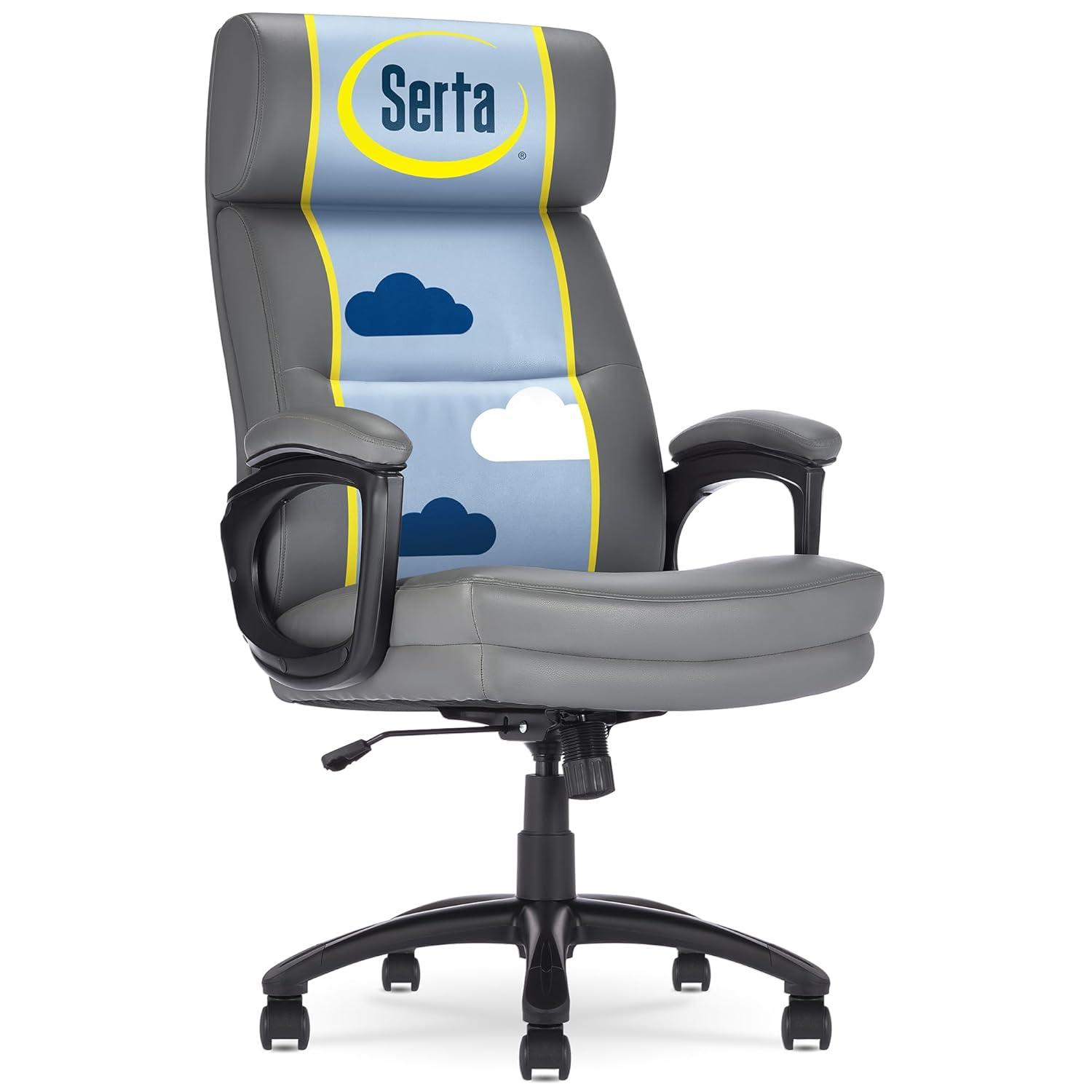 Serta Serta Comfort Executive Big & Tall Office Chair, Ergonomic High-Back, Semi Plush Seat, Padded Arms
