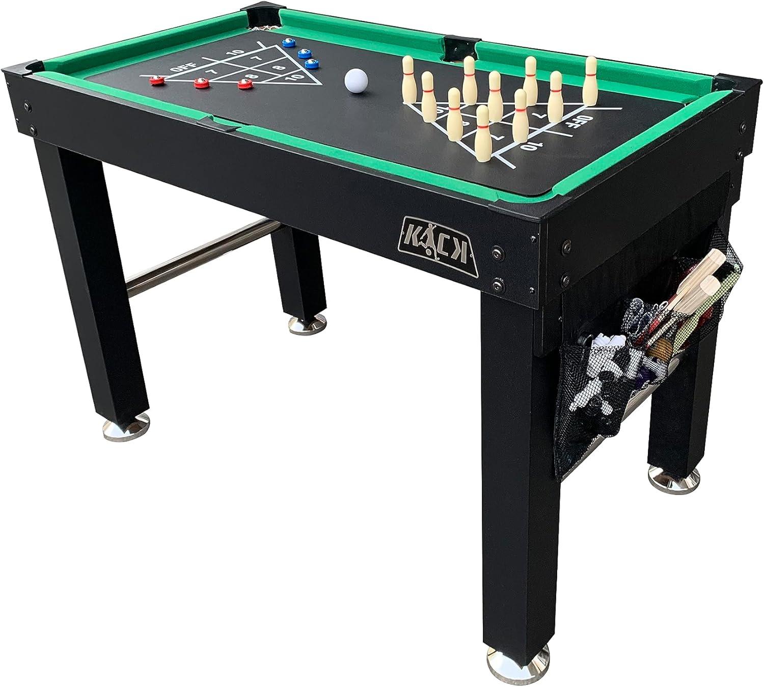 KICK Defender 48″ 10-in-1 Multi-Game Table (Black) - Combo Game Table Set - Foosball, Billiards, Glide Hockey, Ice Hockey, Table Tennis, Chess, Backgammon, Draughts, Bowling, Shuffleboard for Family